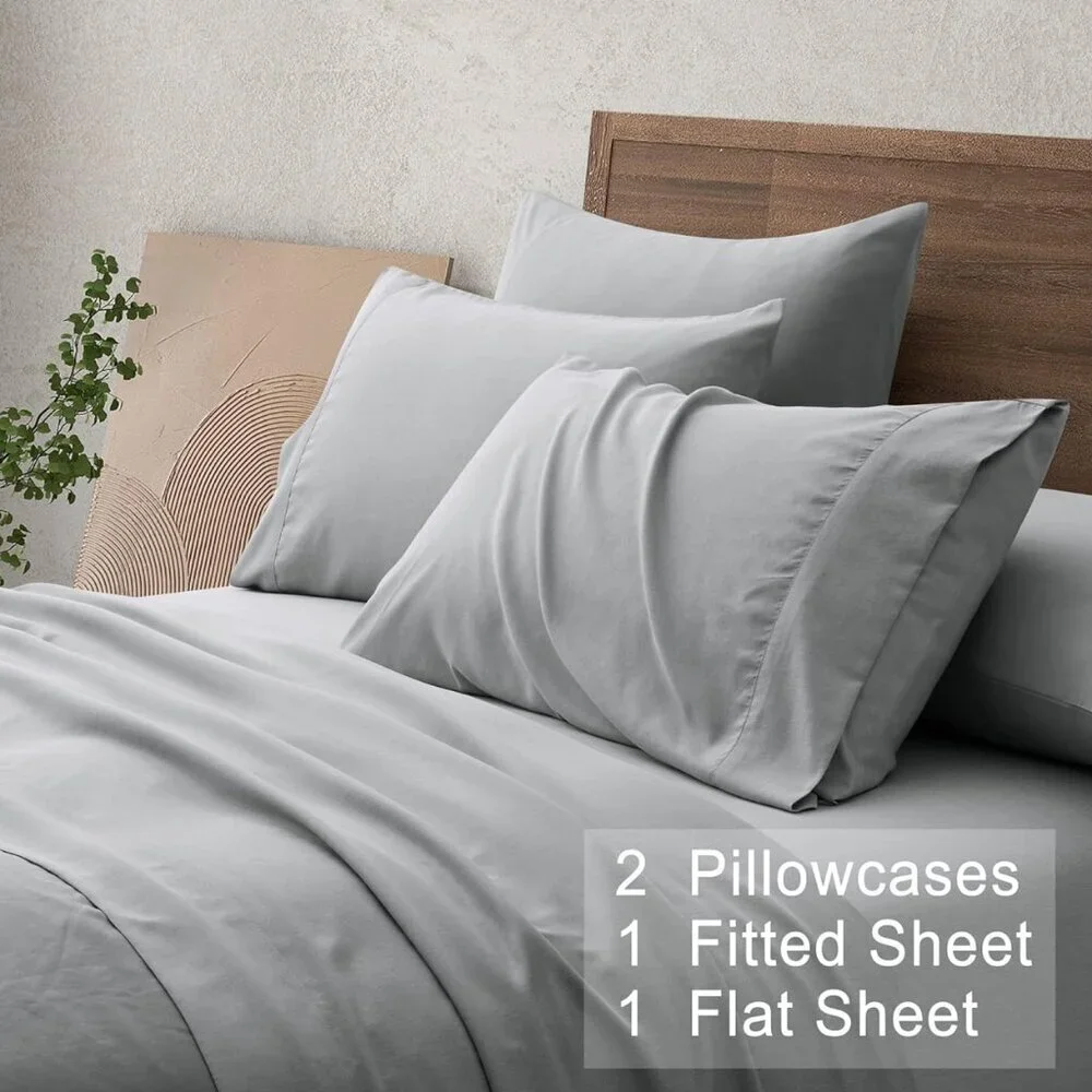 Queen Cooling Sheets Set COMFLIVE 4PC Rayon Cool Fiber Deep Pocket Bedding Silky